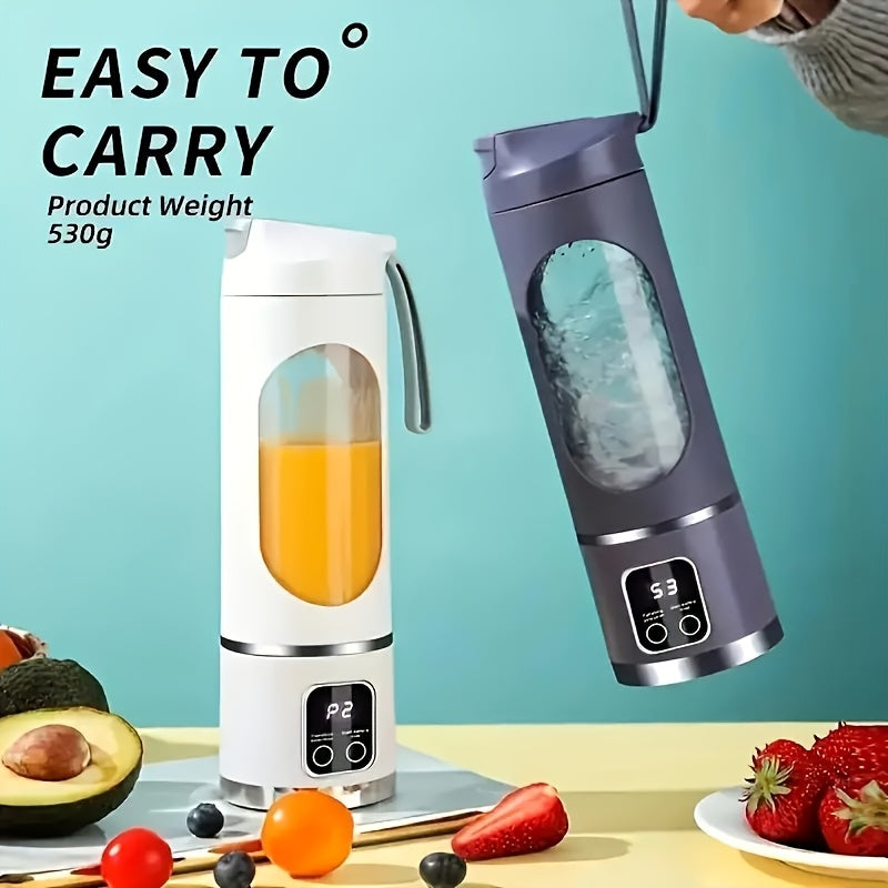 Compact Mini Blender and Juicer with 3-Speed Control and Digital Display, Featuring Tough Stainless Steel Blades, USB Rechargeable Lithium Battery, Sleek Round Plastic Body, and a Convenient <1L Capacity for Smoothies, Shakes, Fresh Juice. Perfect for