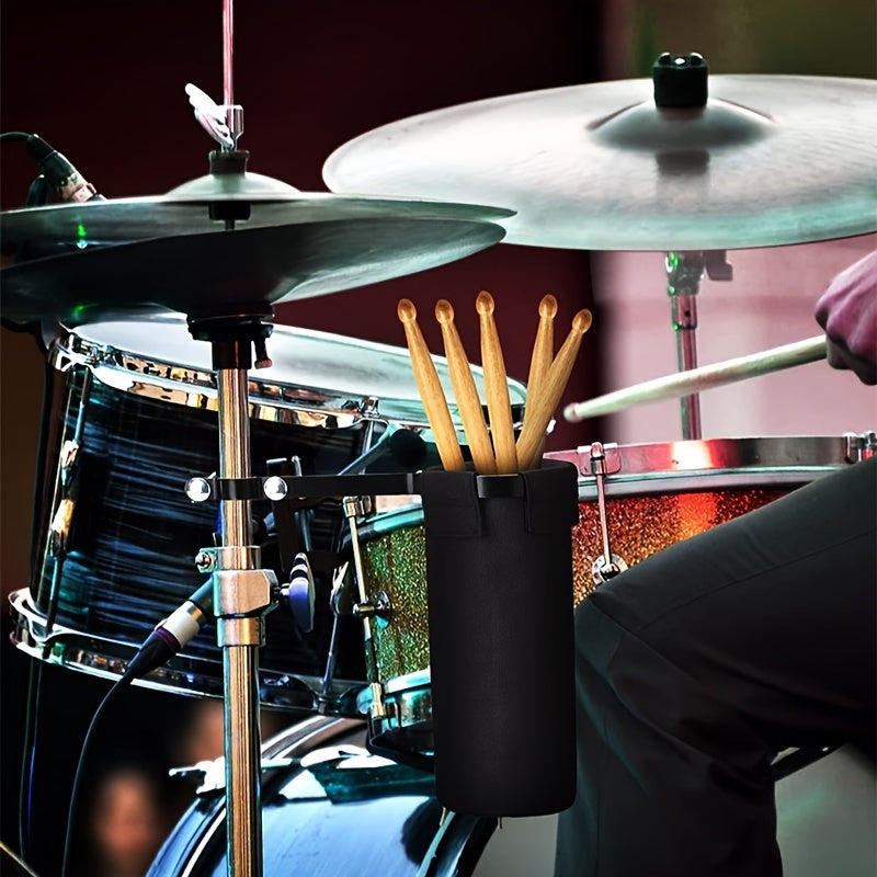 Drumstick Storage Bag with large capacity and durability. Easily attaches to drum, music, or microphone stands.