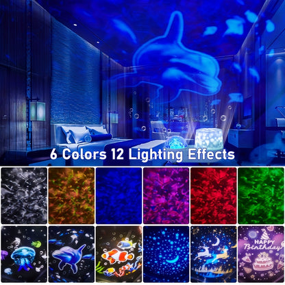 Galaxy Starry Projector Night Light for Kids - 3D Ocean and Starry Sky Effects, USB Powered, Adjustable Brightness, Great for Room Decor and Christmas Gifts