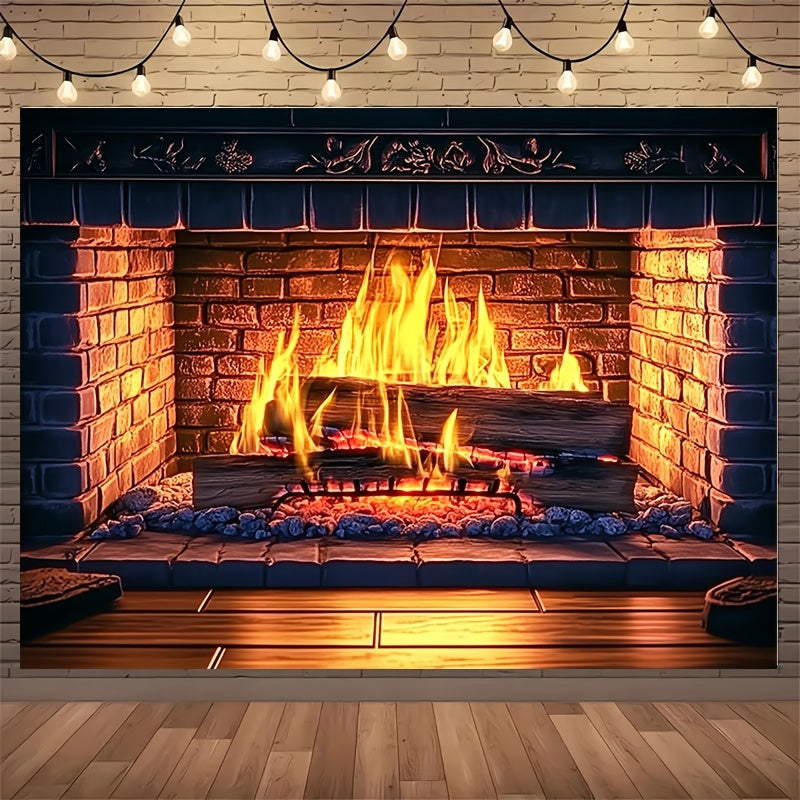 Get ready to cozy up with our 1-piece Giant 3D Fireplace Backdrop featuring a charming red brick design and realistic flames. Made from durable polyester, this backdrop requires no power to create a warm and inviting atmosphere. Available in three sizes