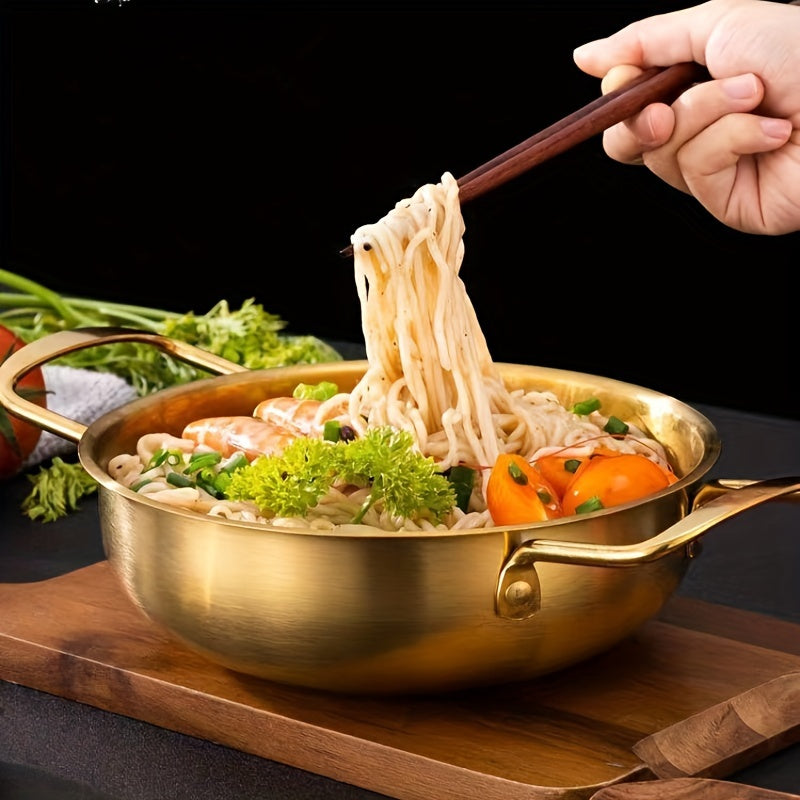 Multipurpose Stainless Steel Pan with Handle - Safe for Food, Perfect for Korean Noodles & Soups, Must-Have Kitchen Utensil