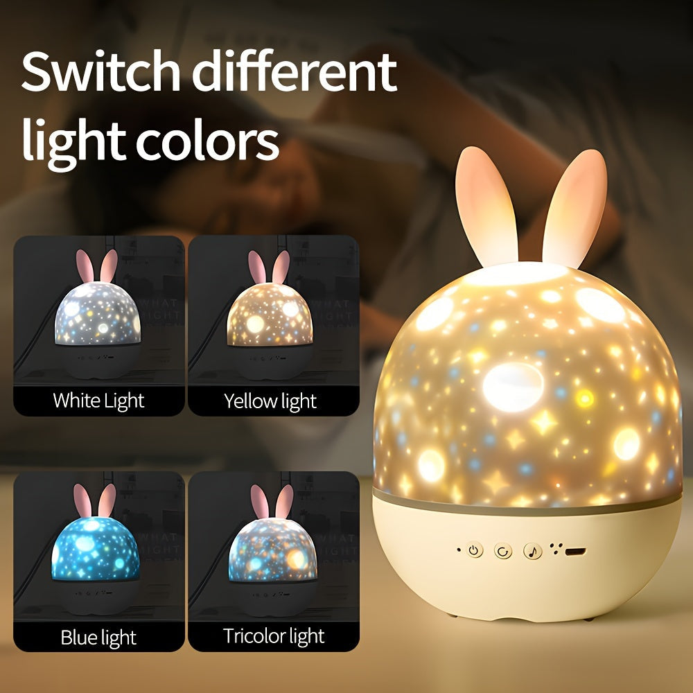 Children's Night Light with Baby Starry Sky Projector and Galaxy Night Light Projector, featuring 360° rotation and 8 music options. This remote control LED light is perfect for boys and girls as a bedside table lamp. Makes a great Christmas or birthday