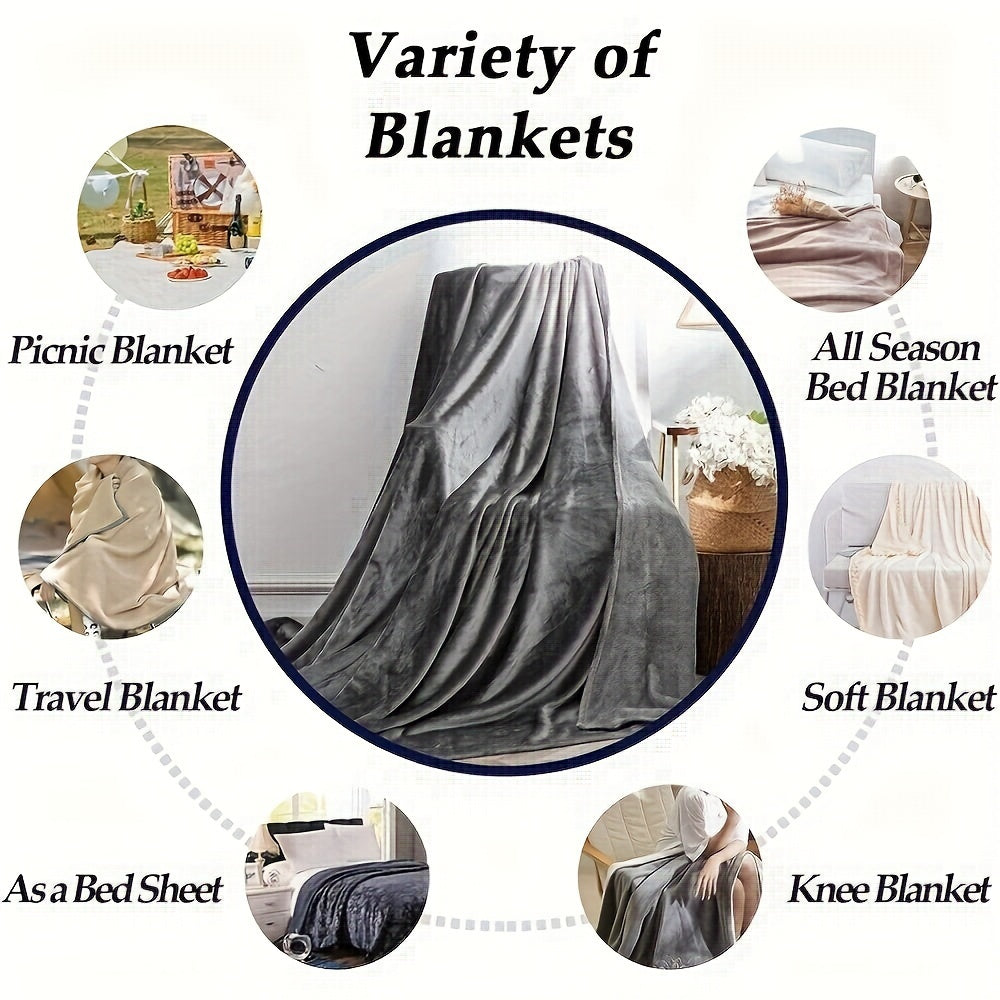 Luxurious Reversible Polyester Fleece Throw Blanket - Ultra Soft, No Shedding, No Pilling, All-Season Cozy Comfort for Bed, Couch, or Sofa - Chic and Elegant Glam Design, Perfect for any Décor.