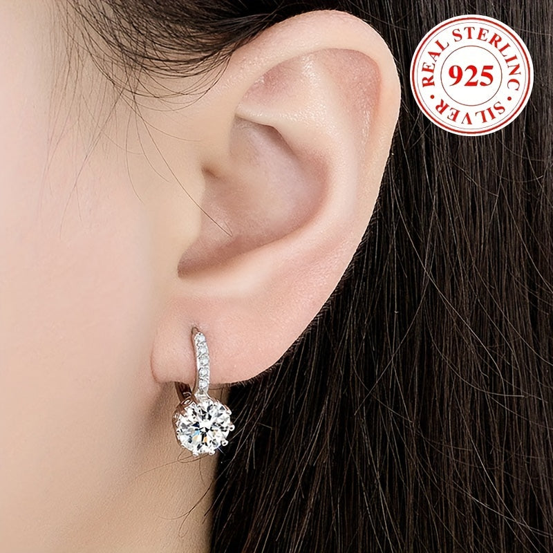 These stunning round zirconia earrings are crafted from hypoallergenic S925 silver, making them perfect for women with sensitive skin. They make a beautiful Valentine's Day engagement gift, weighing in at 3.52g (0.124oz).