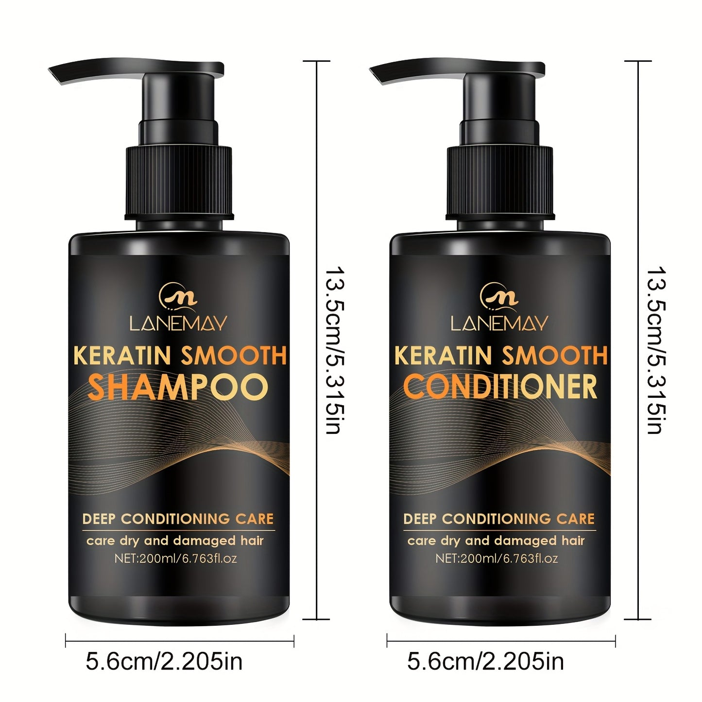 2pcs Keratin Smooth Shampoo and Conditioner Set - Moisturizes hair, strengthens, prevents breakage, and suitable for all hair types.