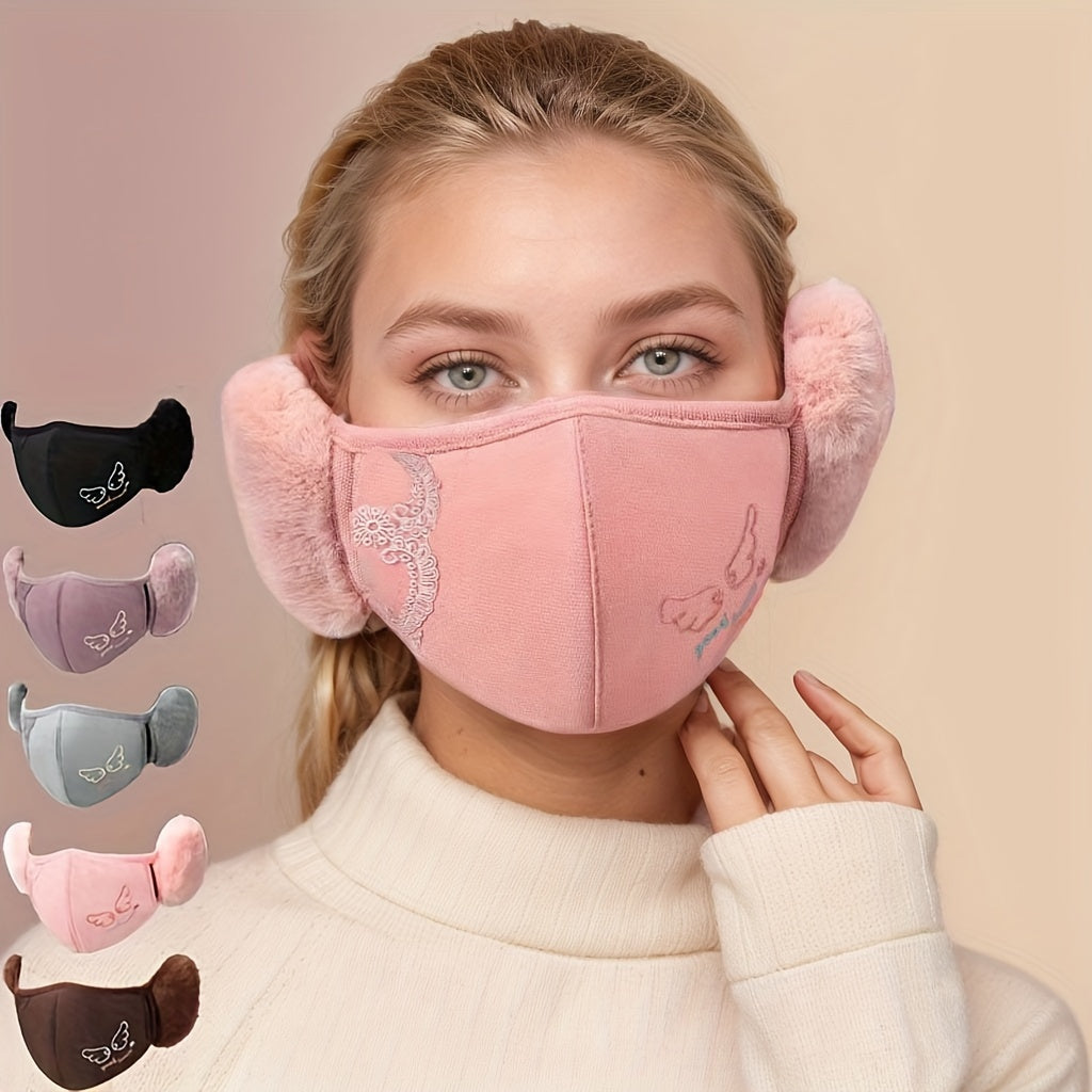 Stay warm this winter with our Women's Winter Ear Muff Face Mask. This unisex ear protector is windproof and breathable, made from stretch polyester fabric that is knitted for added warmth. Hand wash only. A fashionable accessory for ladies.