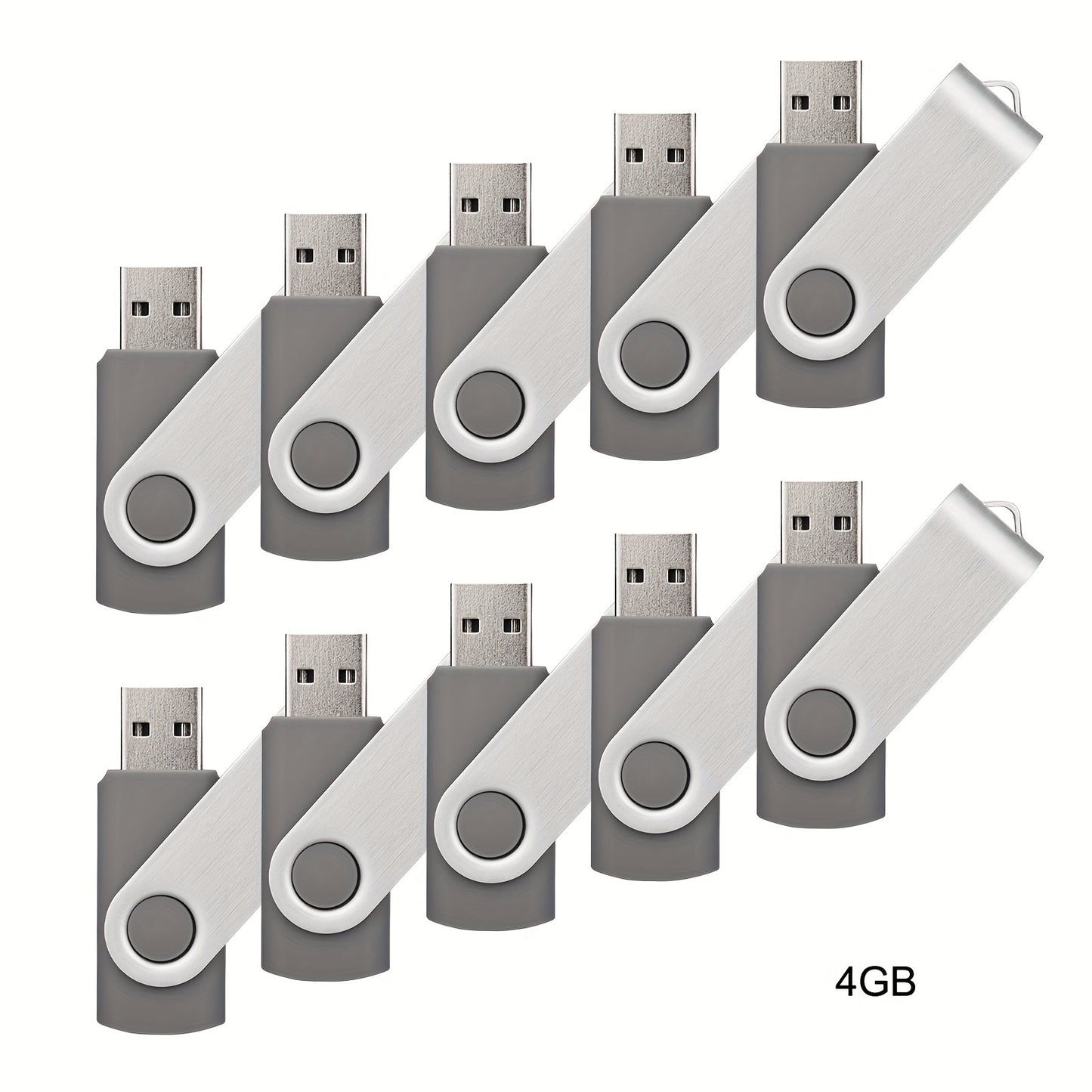 10 piece bulk pack of USB 2.0 Flash Drives in various storage capacities and colors with LED indicator for computers and laptops.