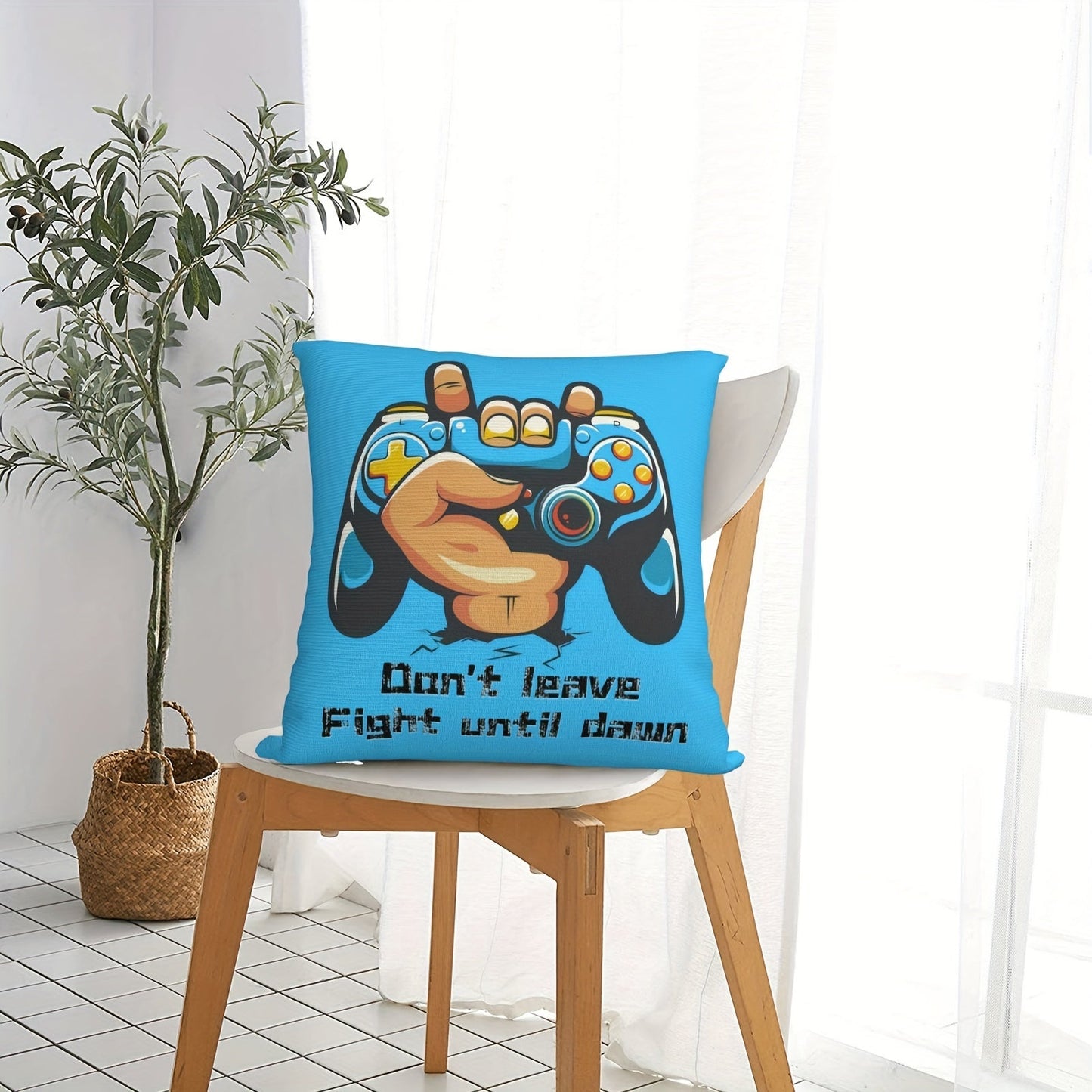 One piece of Square Soft Plush Cushion Cover in the design of a Game Controller, perfect for Video Games enthusiasts. This Pillow Cover can be used as Home Decor, Room Decor, Bedroom Decor, or as a decorative Pillowcase, measuring 45.72cm x 45.72cm.