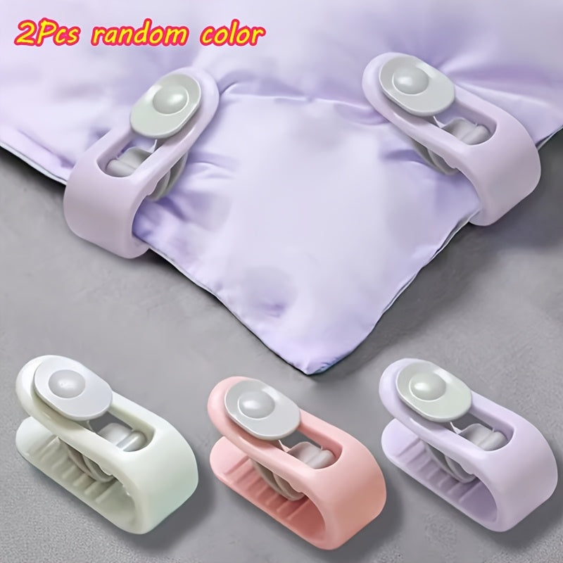 Two-Pack of Traceless Quilt Holder Clips, Non-Slip and Anti-Running, Invisible Button Fixing Buckle, Made with Polypropylene (PP) Material, Hand Wash Only, Mixed Colors