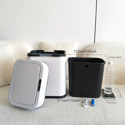 Fashionable high-end smart sensor trash can with large capacity, sealed odor-proof inner bucket and lid. Infrared sensor + kick automatic function. Suitable for various areas in the home