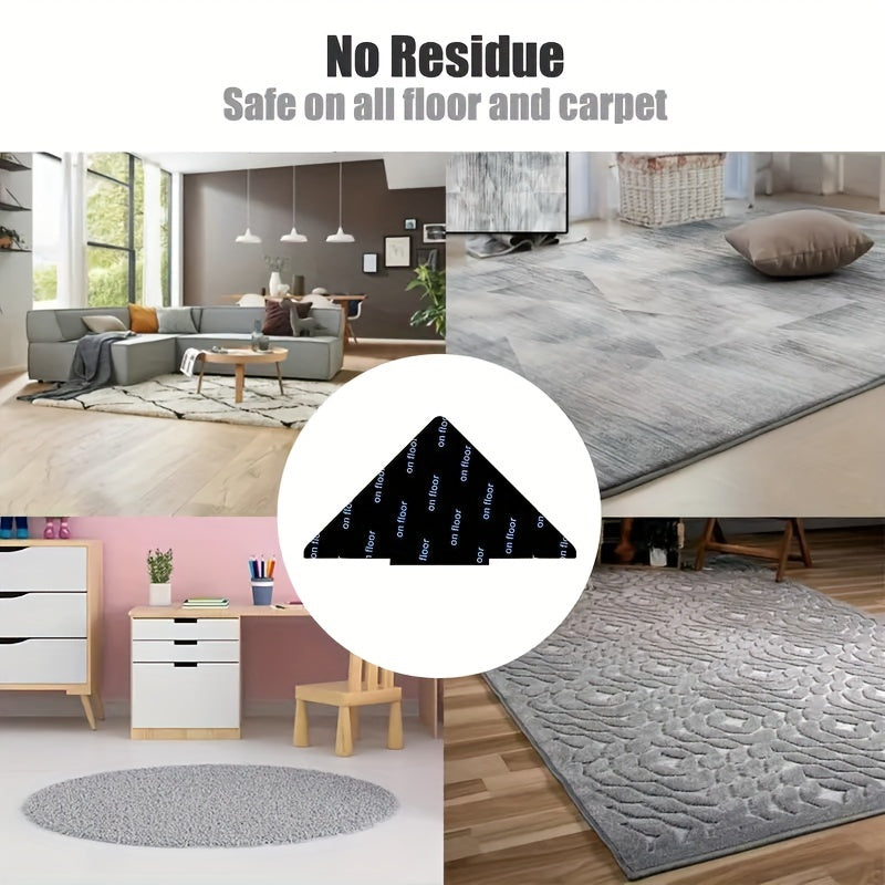 10 pieces of tree-shaped carpet stickers, non-slip tape designed for hardwood floors and tiles, suitable for use with area rugs and can be washed for reusable home use.