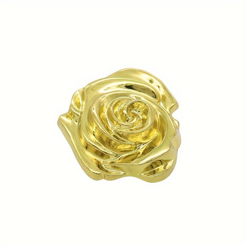 Set of 6 Elegant 3D Rose Buttons made from Alloy, featuring a Simple and Novelty Fashion Style for Women. These versatile Clothing Fasteners are Flower-Shaped Pins perfect for Sweaters, Coats, and Jackets.