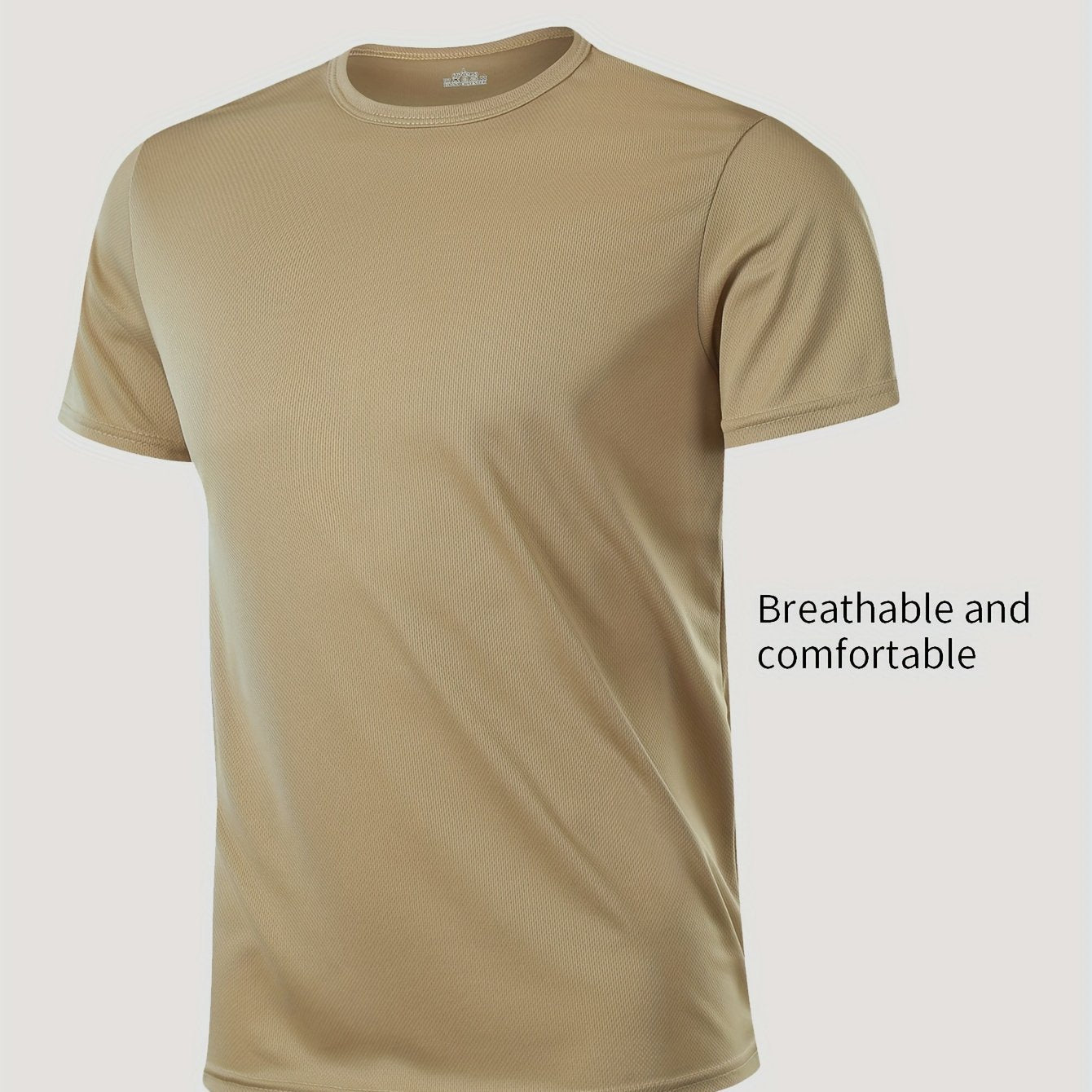 Men's Quick-Dry Athletic T-Shirt for Gym and Running: Breathable, Moisture-Wicking, Solid Color, Blazer, Round Leader