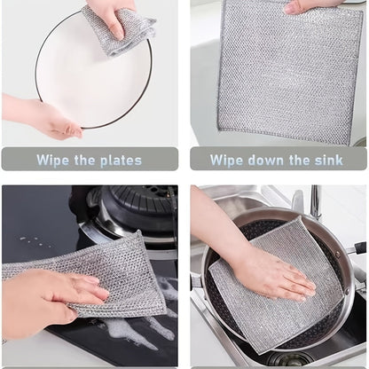 Set of 20 Microfiber Steel Fleece Scrub Pads - Ideal for both Wet and Dry Cleaning, Gentle on Surfaces and Tough on Grime, Great for Various Home Areas such as Kitchens, Bathrooms, Countertops, Stoves, and Sinks - Convenient and Long-lasting Cleaning