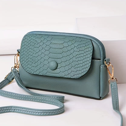 Stylish mini crossbody bag for women with removable strap and zipper closure. Suitable for commuting and shopping.