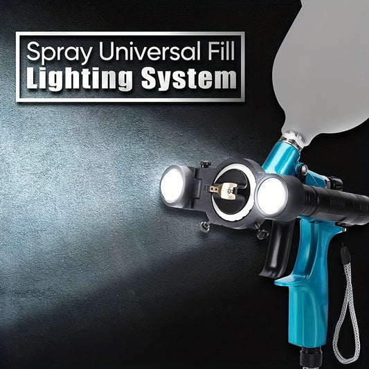 Spray Gun Light with built-in battery for automotive painting, featuring LED attachment with white and warm two-color lighting system.