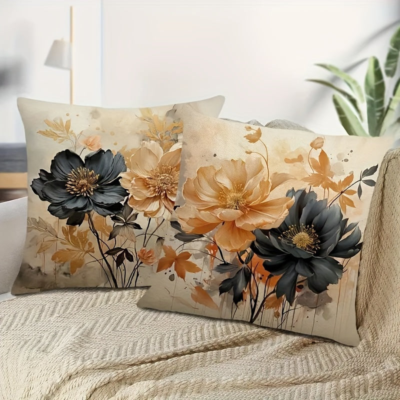 Get the perfect finishing touch for your sofa, bed, or car with this set of two modern floral throw pillow covers. Made from durable polyester, these covers are machine washable and feature a convenient zipper closure. Update your living room decor