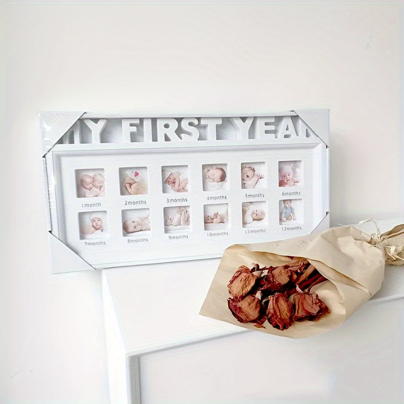 This Growth Photo Frame is perfect for your little one's first year! Made from durable polyvinyl chloride material, it features a single frame design with a 12 month milestone display for both wall and tabletop decor. Ideal for children ages 14 and up.