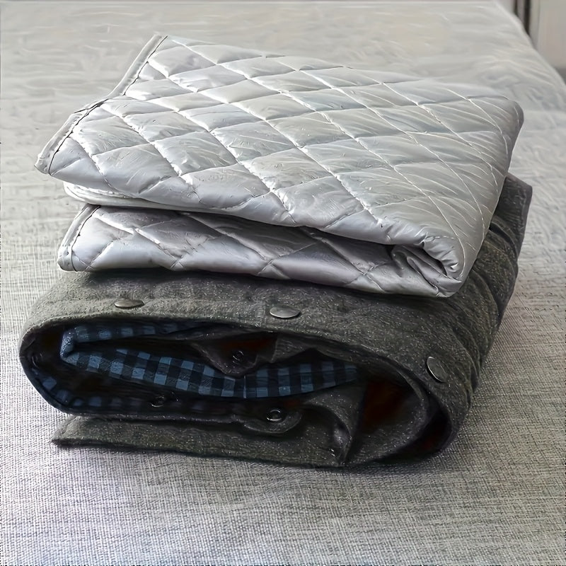 Portable ironing mat blanket, non-electric heat-resistant pad that is durable, washable, and dryable. Comes with a protective cover for clothes, perfect for laundry and pressing.