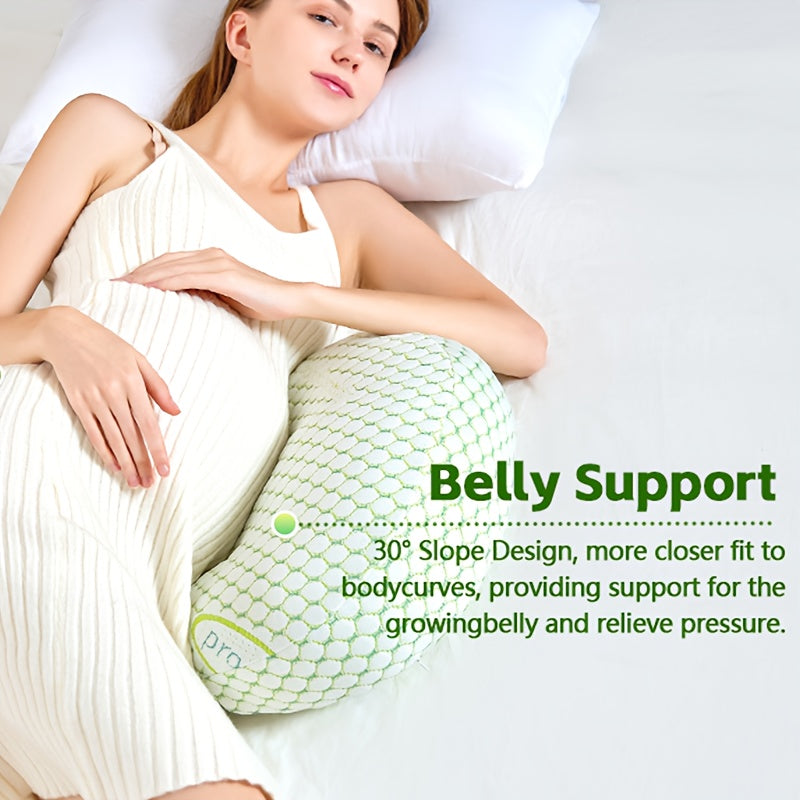 This soft polyester maternity pillow offers adjustable U-shaped support for breastfeeding, with detachable and washable features. It supports your back, waist, belly, and legs for added comfort.