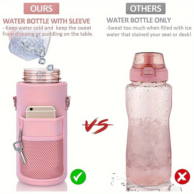 Water bottle with sleeve and straw, 70oz heavy duty leak-proof BPA-free sports bottle. Ideal for hydration, fitness, and gifts.