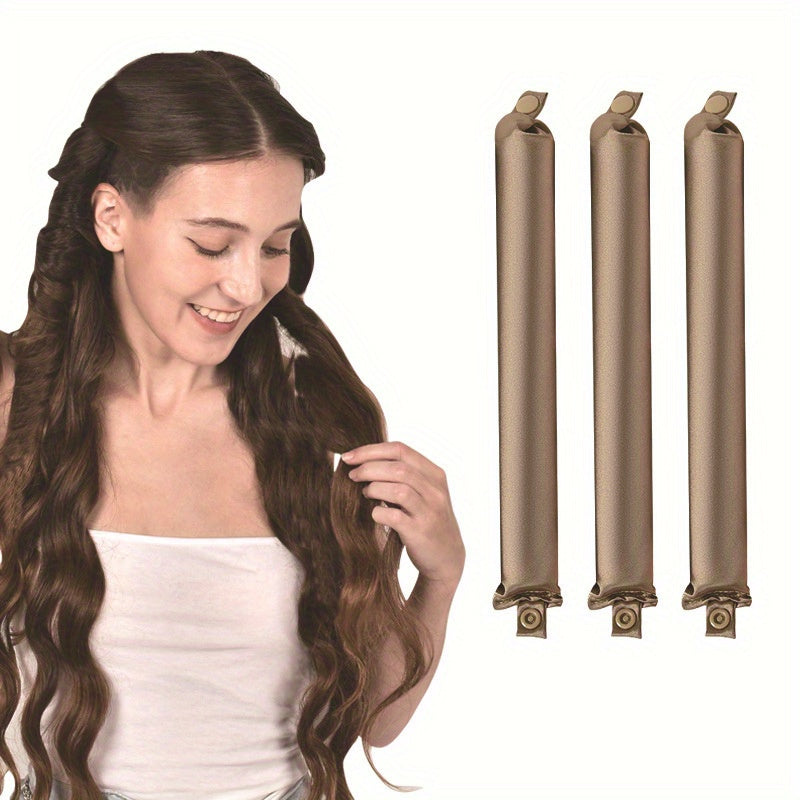 Set of 3 heatless hair curlers for big waves