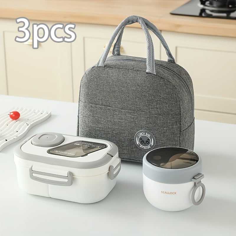 3pcs Heart Leaf Reusable Lunch Box Set with Insulated Carry Bag, Perfect for Office, Outdoor, School, Picnic, Back to School, Christmas & Halloween Themes