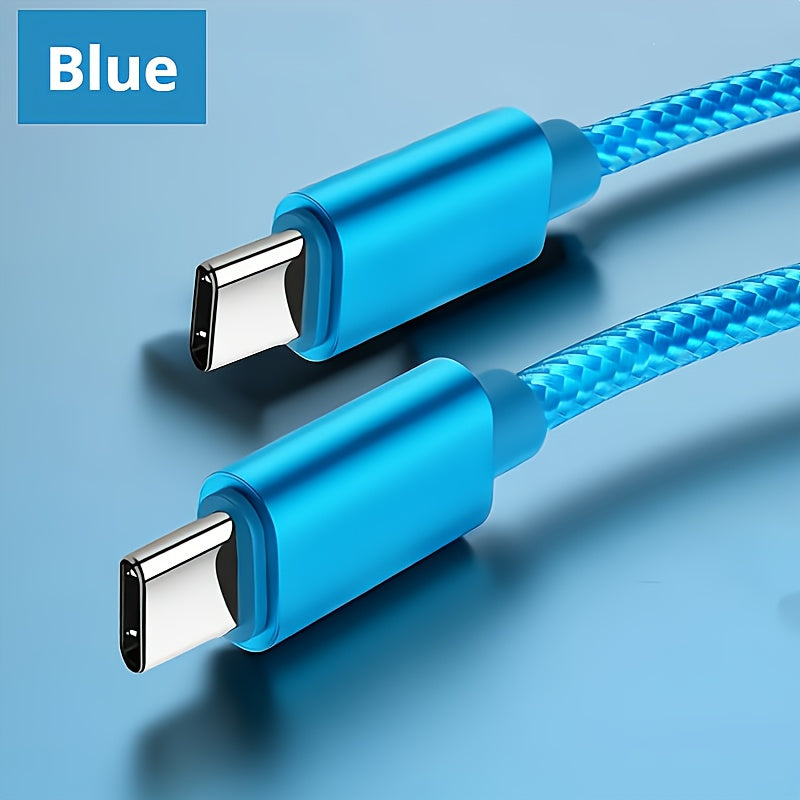 60W USB C to USB C Charging Cable for iPhone 15, Samsung, Xiaomi, Fast Charger, Male to Male Connector, Data Transmission, Nylon, Matte Finish, Round Shape, YHYXUIL Brand