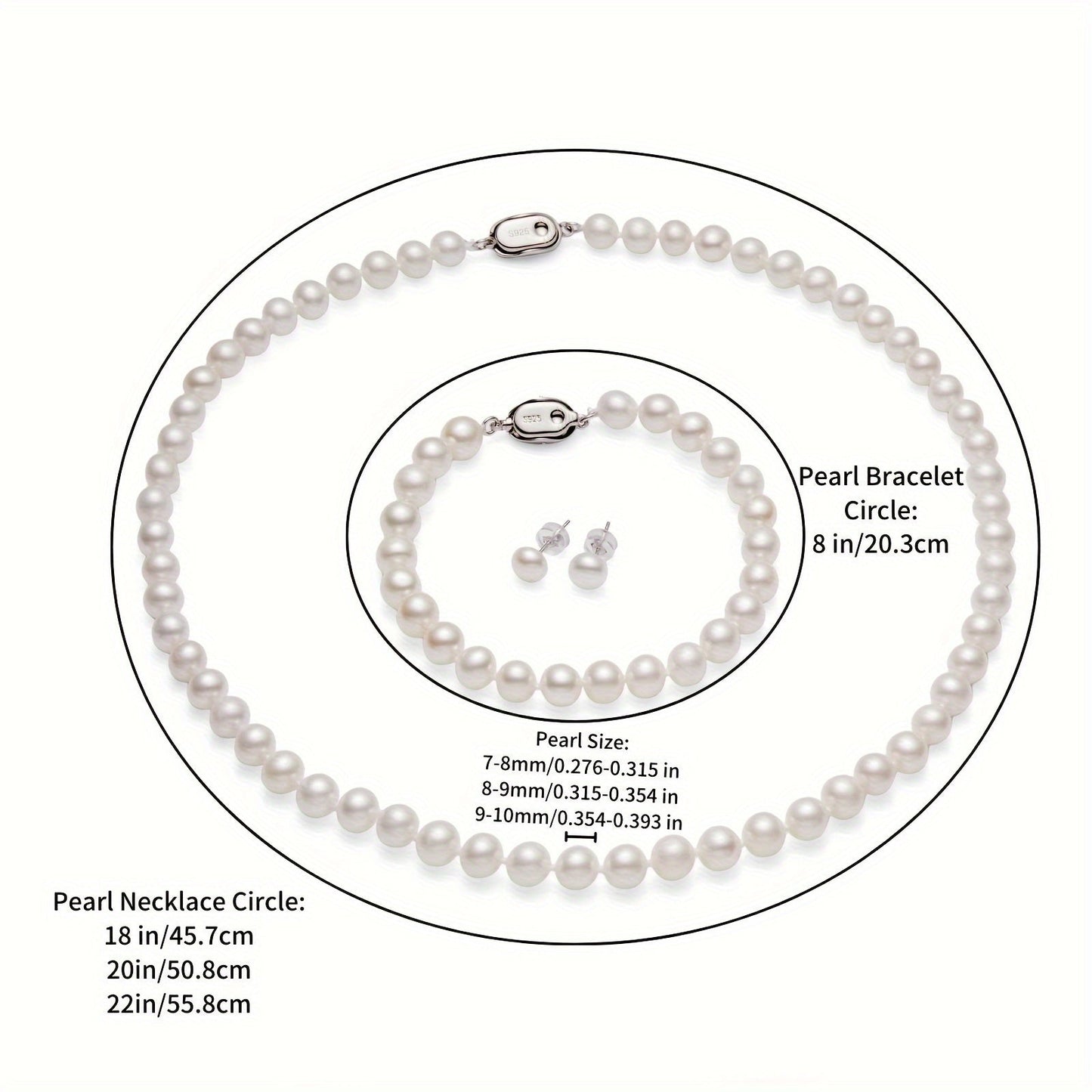 Set of 3 Elegant 925 Sterling Silver Freshwater Pearl Jewelry Pieces - Timeless Necklace, Bracelet, and Earrings with Faux Leather Gift Box, Ideal for Weddings, Valentine's Day, and Mother's Day - Suitable for All Seasons