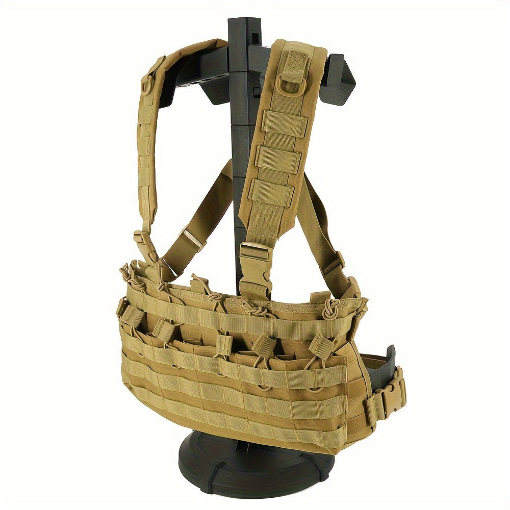 Durable Magazine Chest Rig with MOLLE Pouch, Adjustable for Hunting and Airsoft