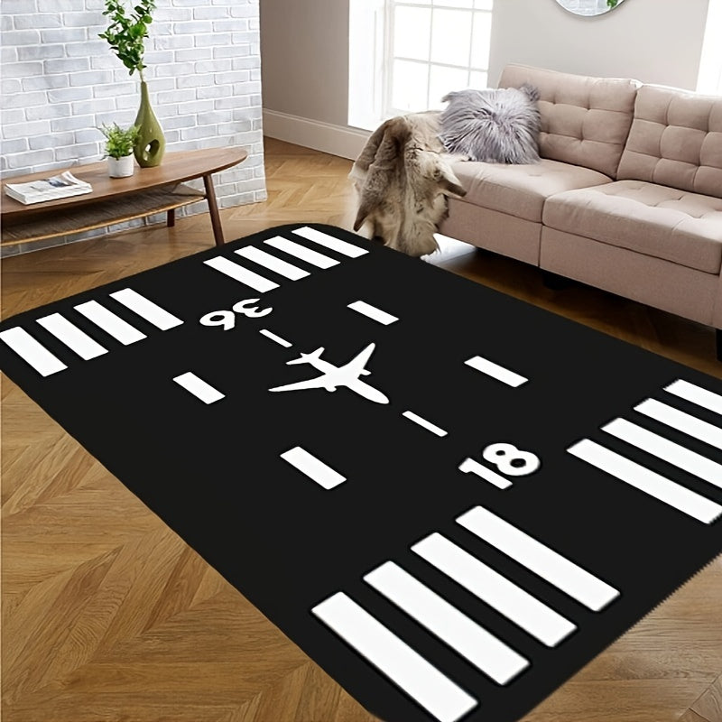 Rectangular Airport Runway Rug: Lightweight, Machine-Made, Hand-Washable, 1cm Thick, Non-Slip, Durable, Ideal for Home Decor - Offered in Multiple Sizes