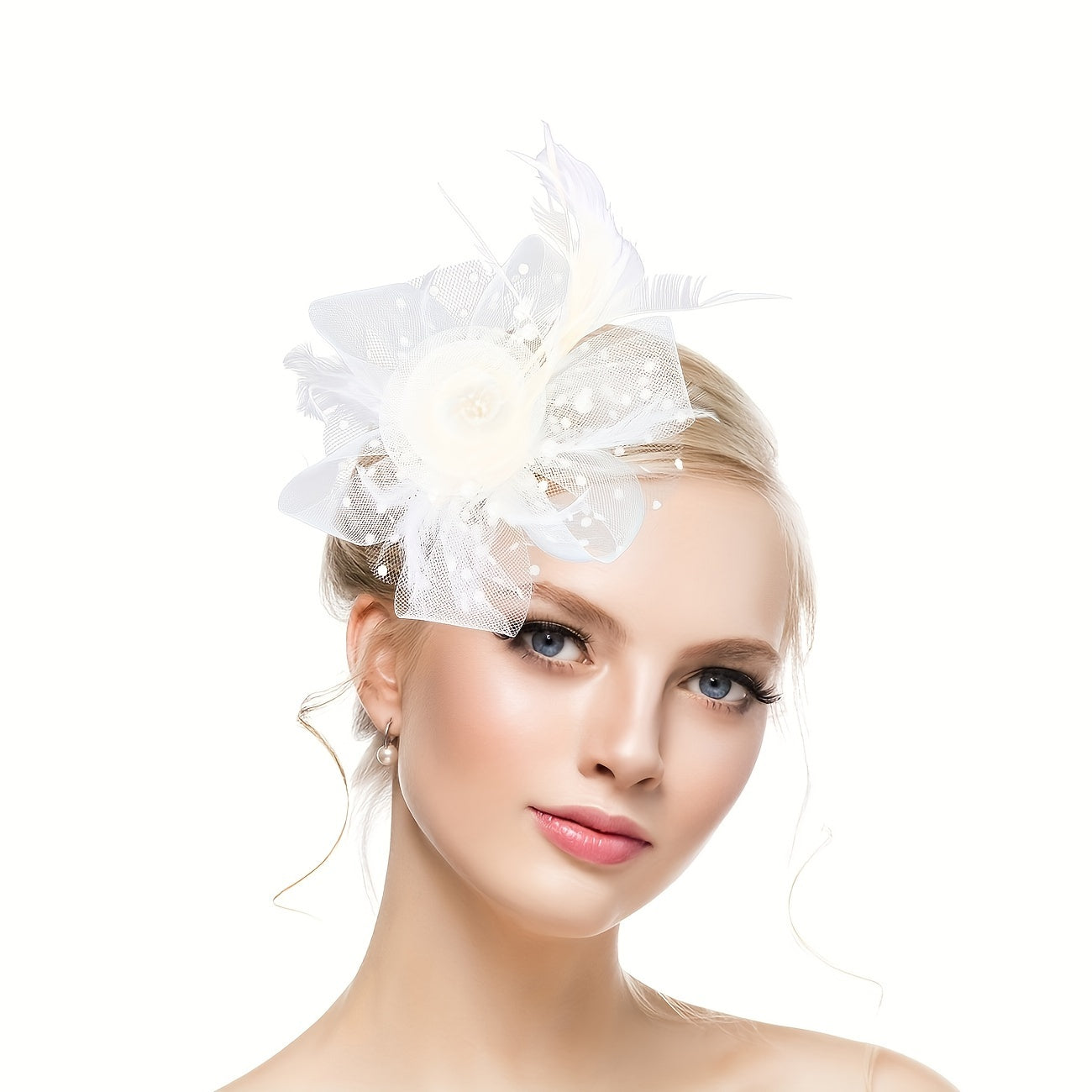 Classic Fake Feather Fascinator Hats, Netted Tulle Hair Clips, Sophisticated Headwear for Tea Parties, Social Gatherings, and Formal Dinners