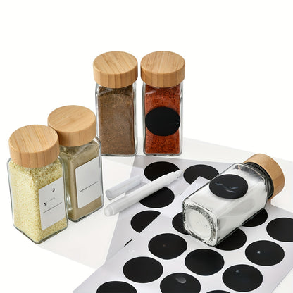 6/12 Glass Spice Jars with Wooden Lids, Aluminum Caps - Ideal for BBQs, Travel - Brand New