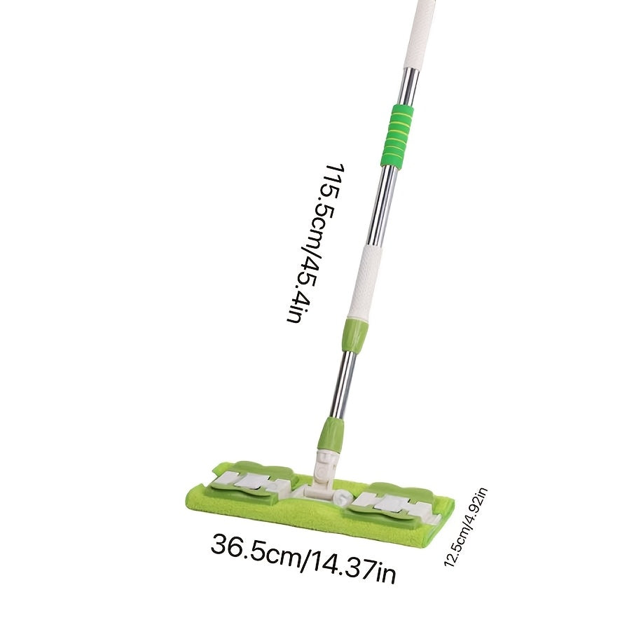 This Extra-Large Flat Mop Set is Extremely Practical, Comes with 2 Reusable Pads – Crafted from Stainless Steel, Ideal for Cleaning Bedrooms, Kitchens, Living Rooms, and Walls.