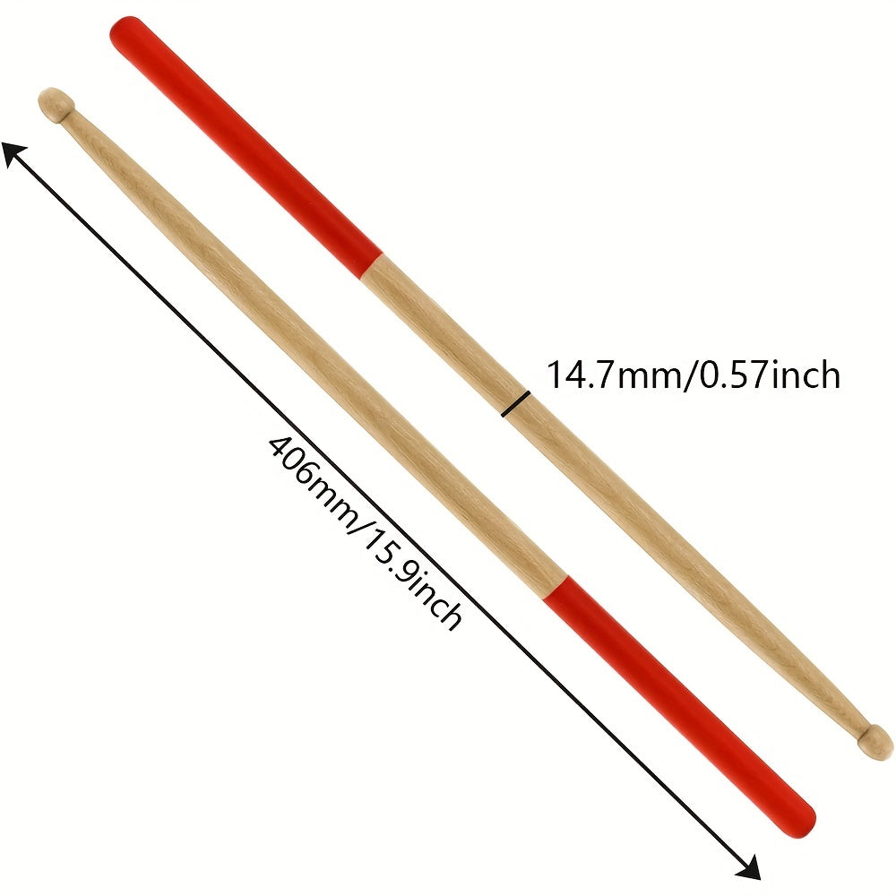 5A maple drumsticks with non-slip rubber handle, ideal for beginners. Available in 5 colors!