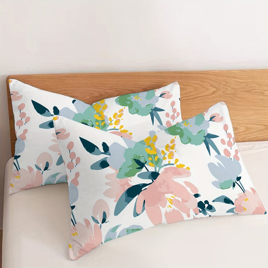 Transform your bedroom or sofa with these two elegant floral print pillowcases. Made from soft and comfortable brushed polyester, they are perfect for adding a cozy touch to your home decor. These pillowcases feature an envelope closure and are machine