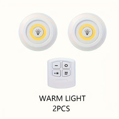 Set of 6/3/2 wireless LED cabinet lights with remote control. Perfect for wardrobe or kitchen COB night lighting.