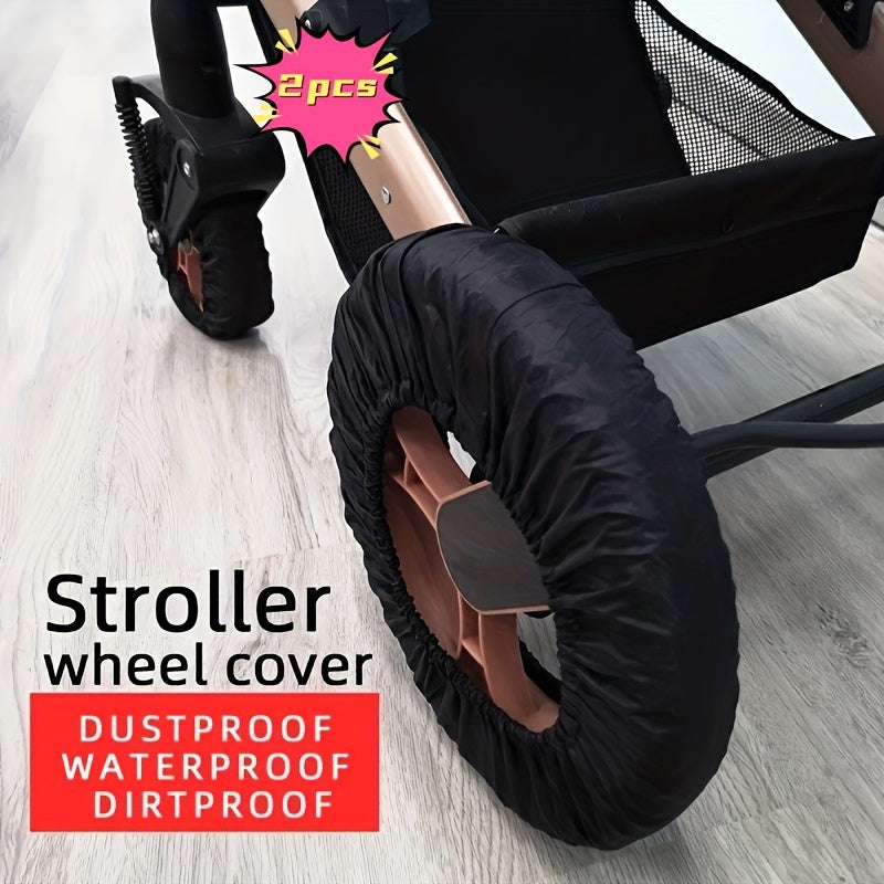 Set of 2 Children's Stroller Wheel Covers - Made of Polyester, Dustproof and Easy to Clean