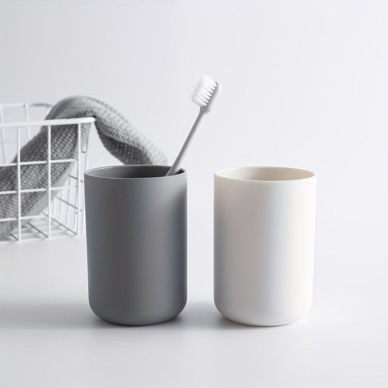 1 piece of multi-purpose drinkware: Toothbrush cup, bathroom tumbler, mouthwash cup, and coffee/tea mug, all in a solid color.