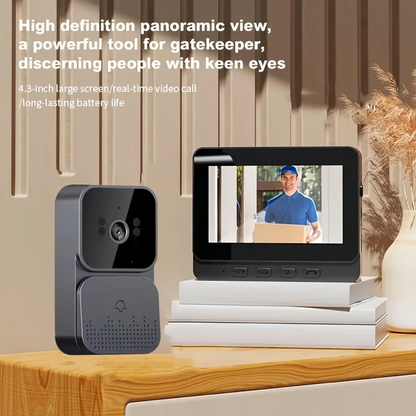 4.3-Inch Video Doorbell Intercom System with 1080P Camera, Monitor, IR Night Vision, 2-Way Intercom, No Wifi Needed.