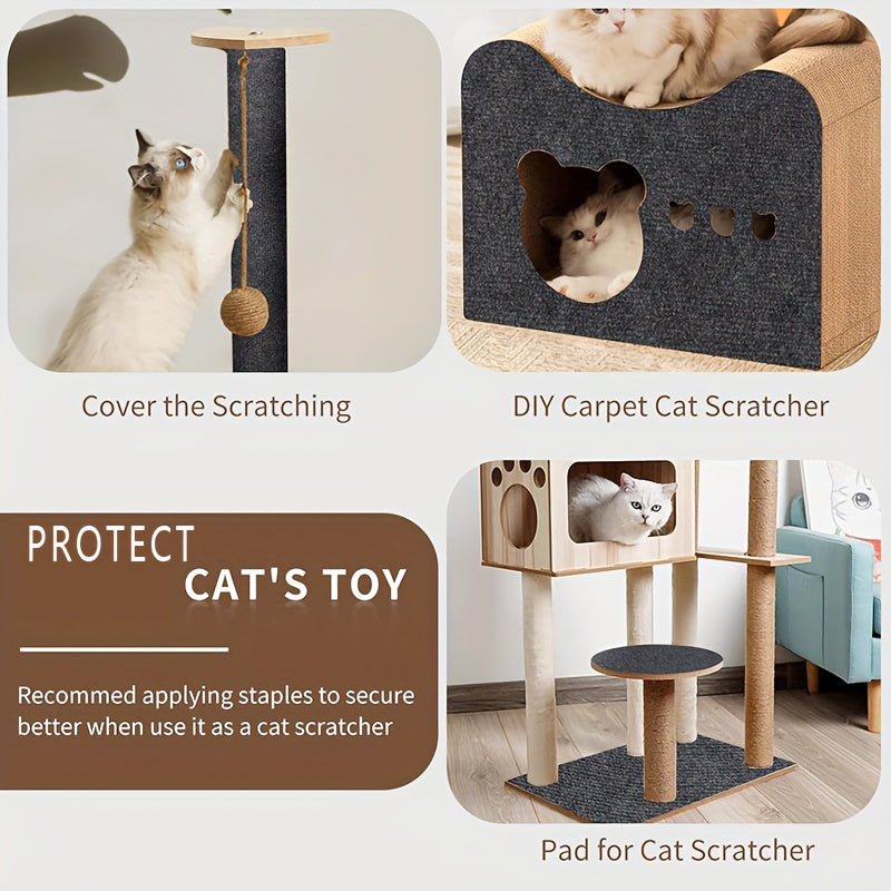 WhiskerWonders Self-Adhesive Cat Scratching Pad, DIY furniture protector for sofa/couch, step & climbing frame, pre-assembled replacement parts for cat scratch post.