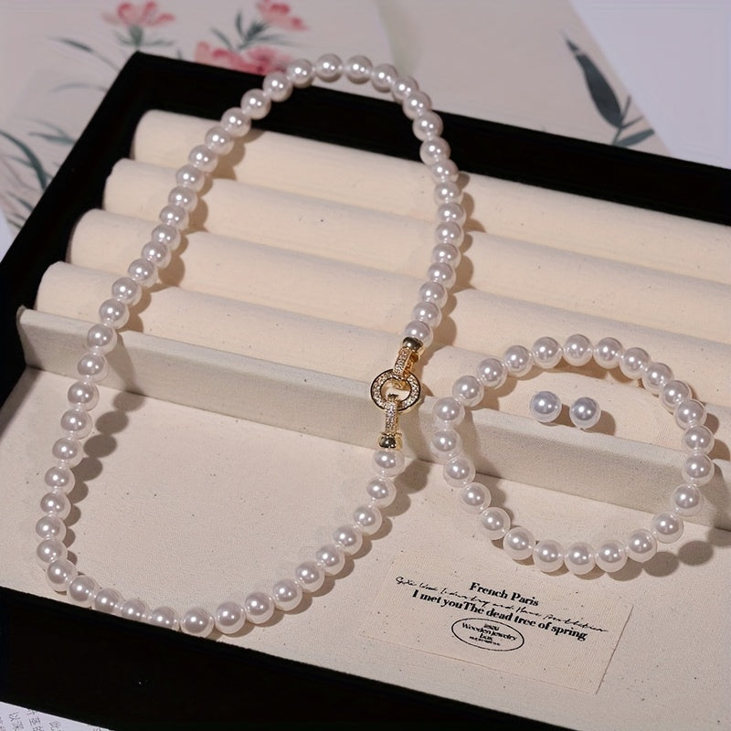 Beautiful timeless freshwater pearl jewelry set, consisting of three pieces with no plating - suitable for everyday wear, gift-giving, Mardi Gras celebrations, and all seasons. Perfect for weddings, anniversaries, Valentine's Day, and Mother's Day.