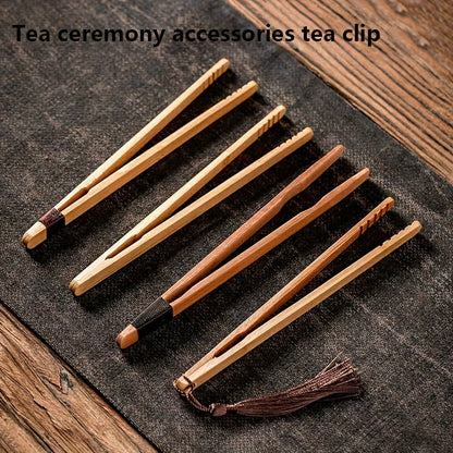 Bamboo Tea Clip (Carbonized Edition) - Father's Day Bamboo Tea Tongs - Ideal for Gift-giving and Tea Ceremonies