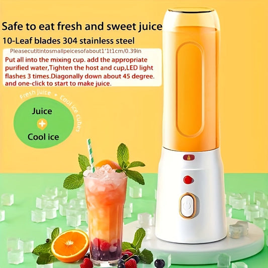 Dual-cup Portable Electric Juicer Set - Perfect for Home, Dorm, Travel, and Outdoor Use. Rechargeable via USB, powered by lithium battery- Multi-functional and convenient.