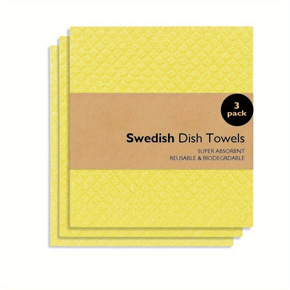 Swedish Dishcloths for the Kitchen - Set of 3 or 10PCS. These reusable and compostable kitchen cloths are made in Sweden from cellulose sponge material. Perfect for washing dishes, these Swedish dishcloths can also be used as reusable paper towels that