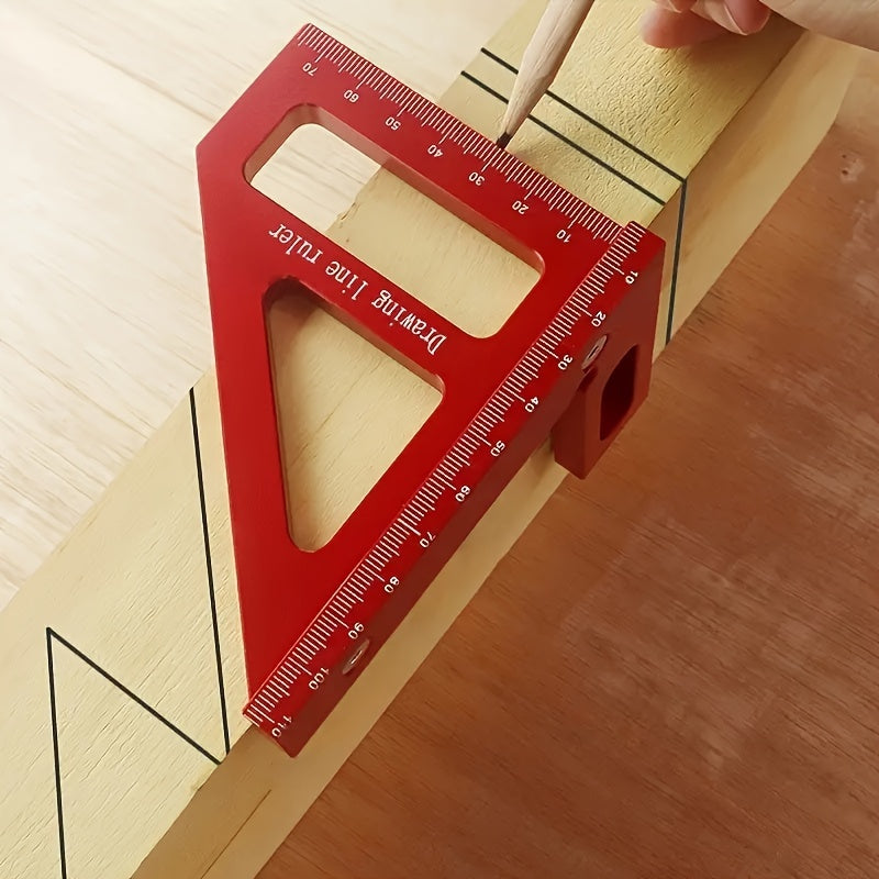 Ergonomic 3D Multi-Angle Measuring Ruler is a durable metal tool with ultra-fine tip for precise 45/90 degree lines and miter layouts.