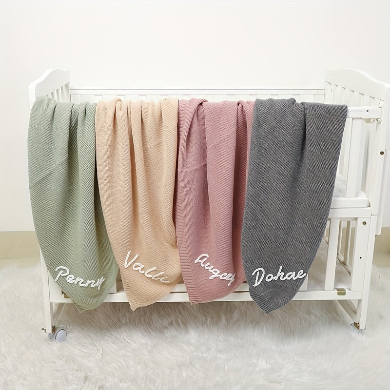 Customize your own name blanket with this soft and cozy acrylic knit blanket. Measuring 100*80cm, this blanket is perfect for all seasons. Give this unique woven blanket as a special gift for anniversaries or birthdays.