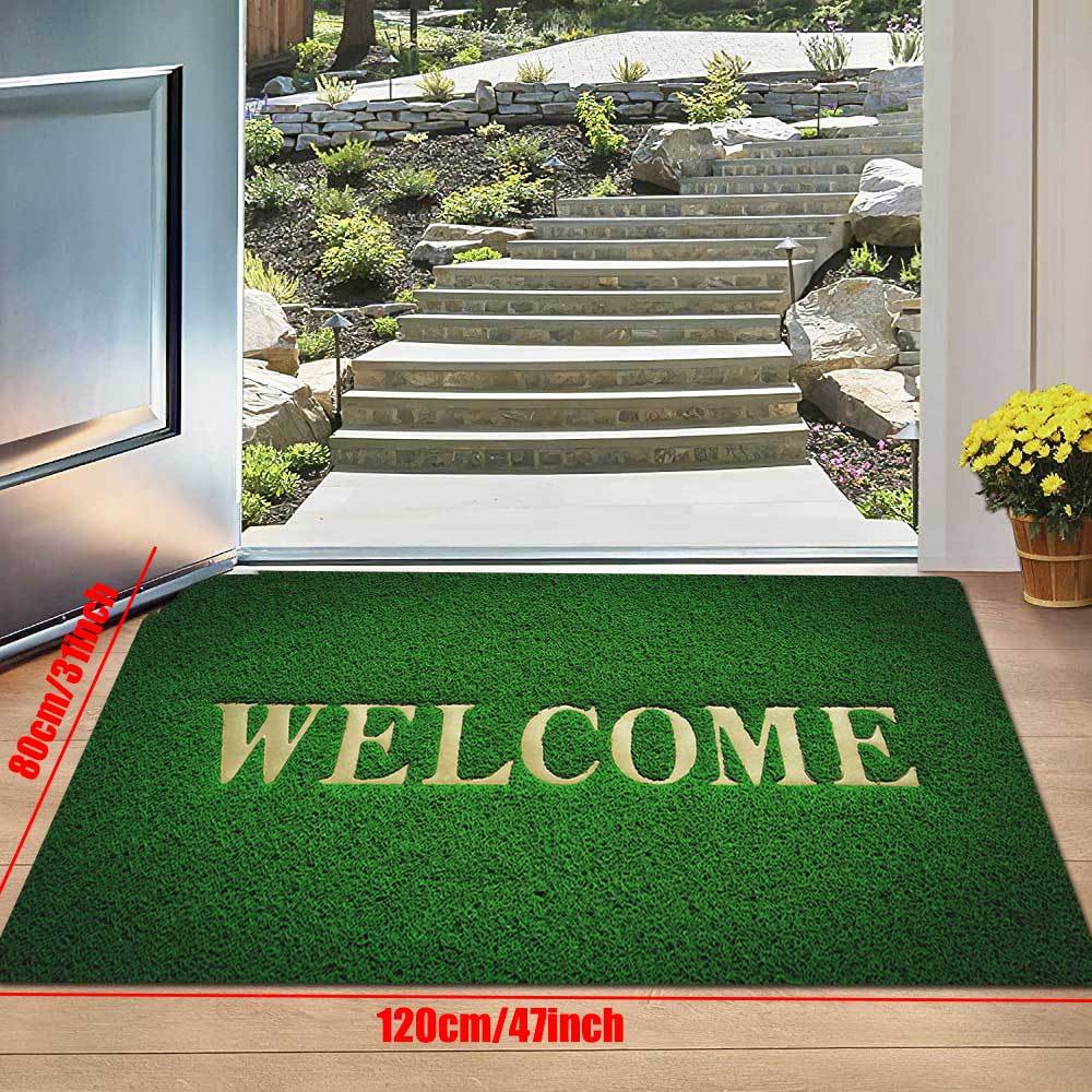 Welcome guests with our Green Grass Print Doormat, featuring a non-slip absorbent polyester floor mat that is machine washable. Perfect for any room in your home, including the living room, bedroom, bathroom, and kitchen for added home decor.