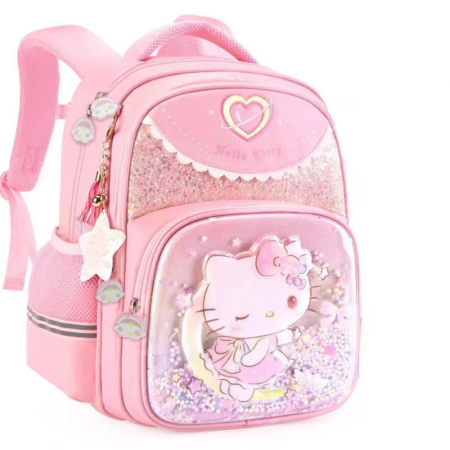 New Style HelloKitty School Bag for Primary School Girls, Lightweight and Perfect for Three Youngsters in Second and First Grade, Hello Kitty Youngsters Backpack