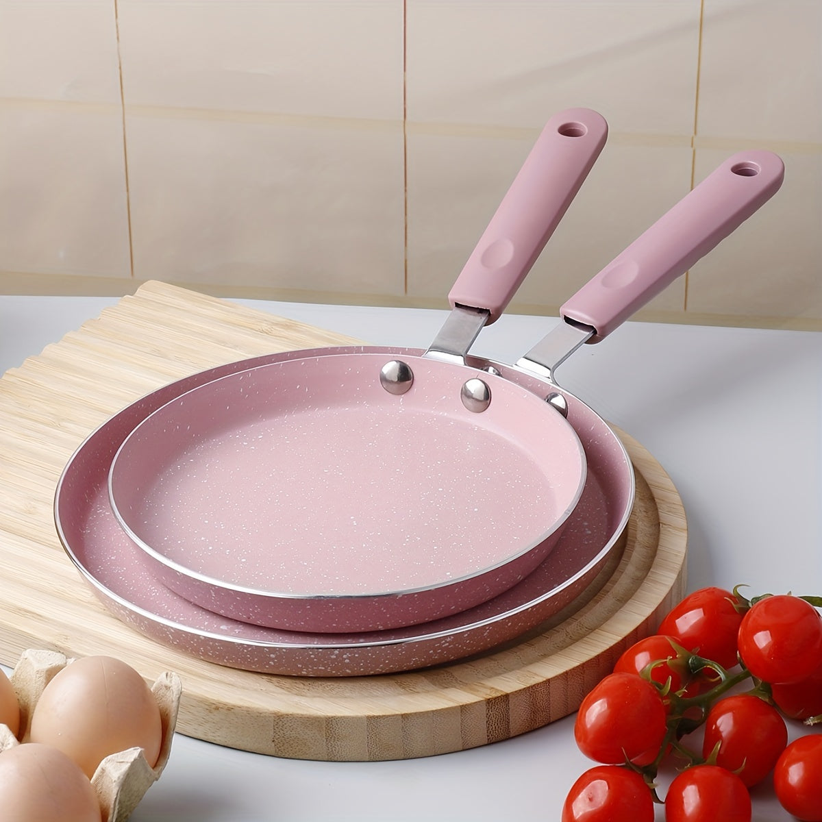 Pink non-stick skillet made of zinc alloy - ideal for cooking steak, pancakes, crepes, omelets, and breakfasts. Must be hand washed.